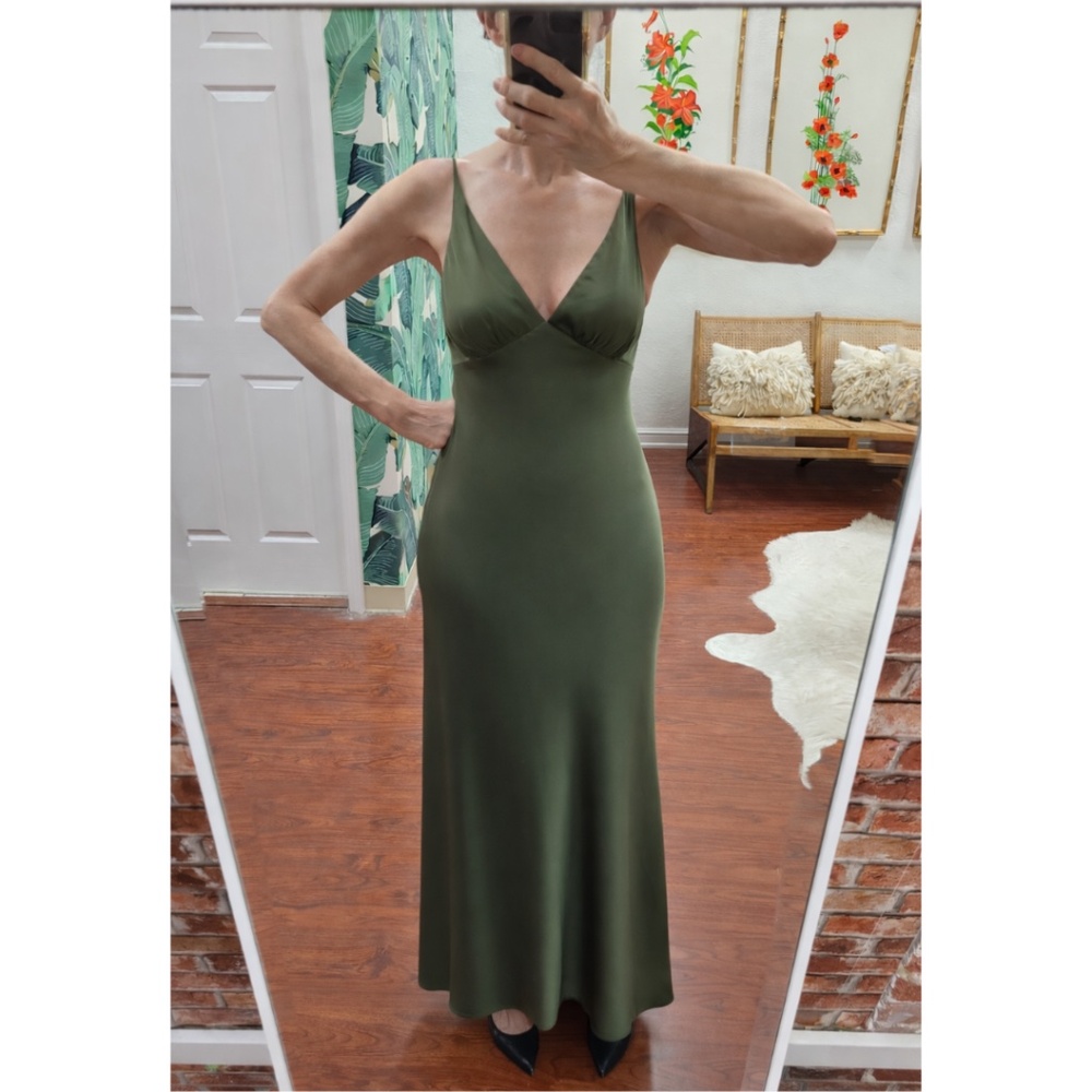 NWT Lavender Brown Amara Slip Dress in Army Green